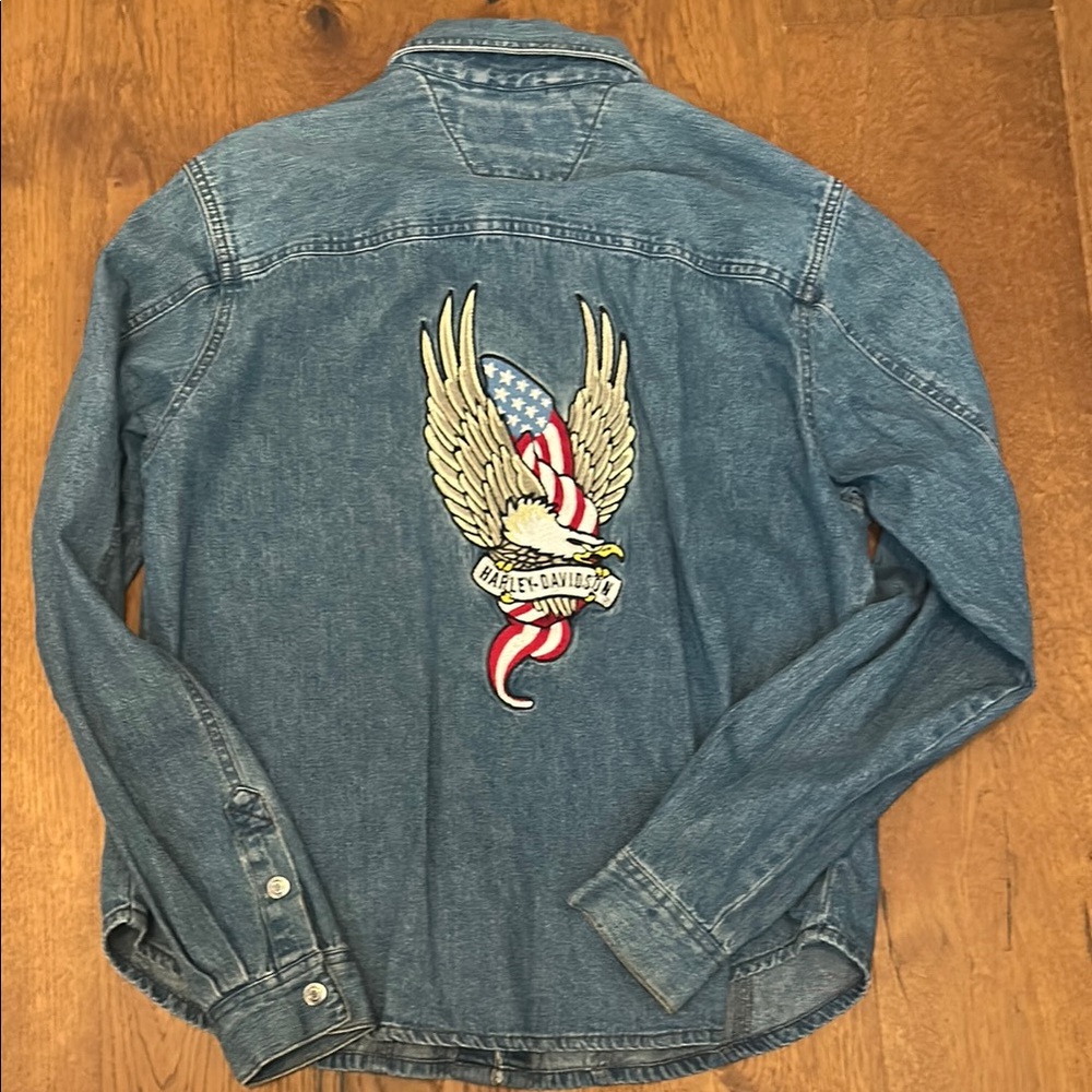 Harley-Davidson Blue Denim Shirt with Eagle Emblem